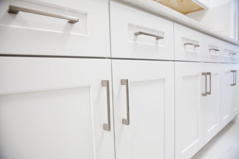 White kitchen cabinet in kitchen