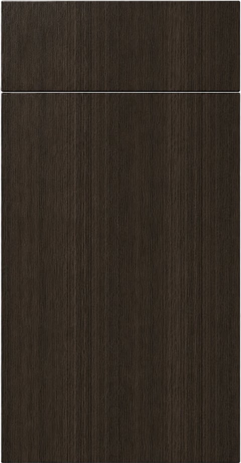 Dark brown wood grain texture with horizontal dividing line, showing cabinet or door panels