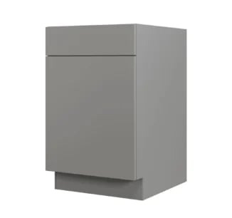 Gray base kitchen cabinet with one drawer and one door panel