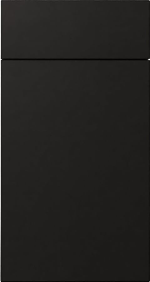 Flagstaff Black matte black slab cabinet door with horizontal line detail