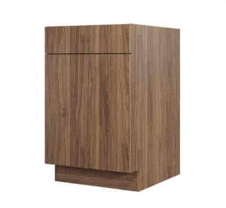 Wooden base kitchen cabinet with drawer and door in walnut finish