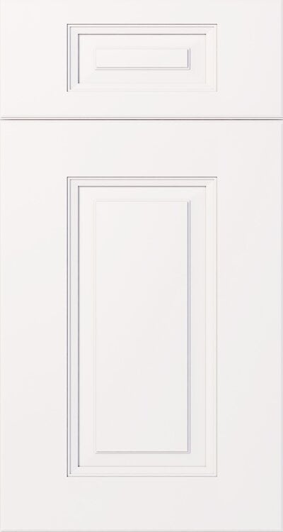 Cabinet door design showing two-panel configuration with recessed frame details