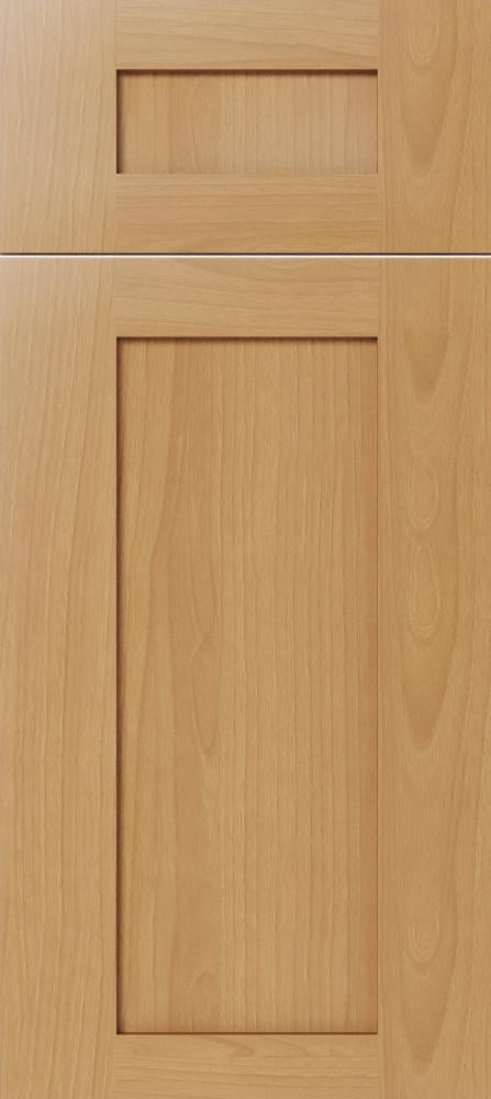 Light wood kitchen cabinet door with two rectangular panels separated by a horizontal divider
