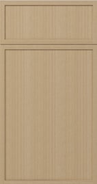 Light wood cabinet door with upper frame panel and lower large panel, simple minimalist design