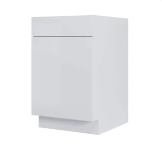White kitchen cabinet base unit with single door and integrated handle